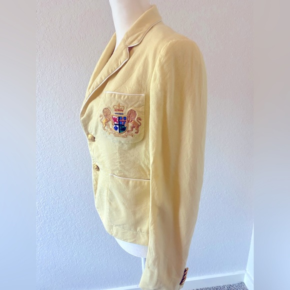 Y2k Preppy Ralph Lauren Rugby Yellow Wool Blazer - Picture 3 of 12